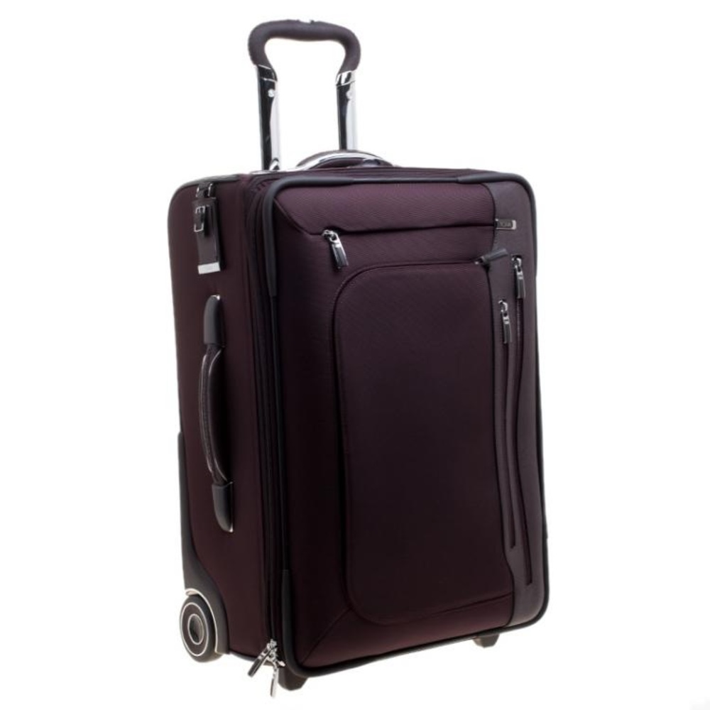Tumi Burgundy Nylon Arrive De Gaulle International 2 Wheeld Carry-On Luggage